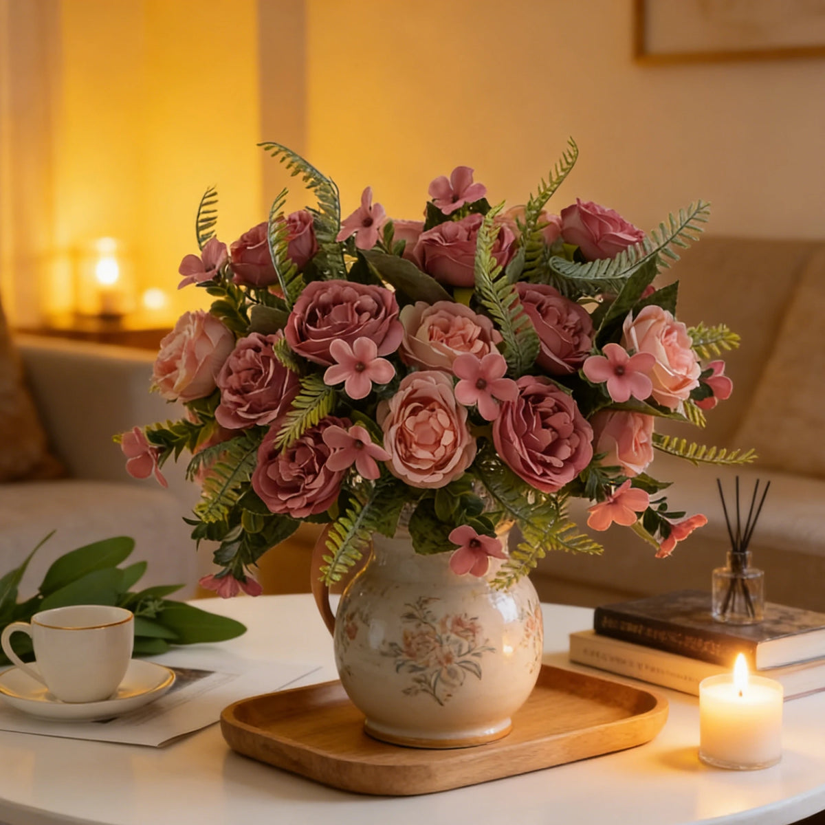 Silk Peony Wreath – Fade-Resistant Artificial Flowers 2–4 Pcs Artificial Flower Wreath Babs