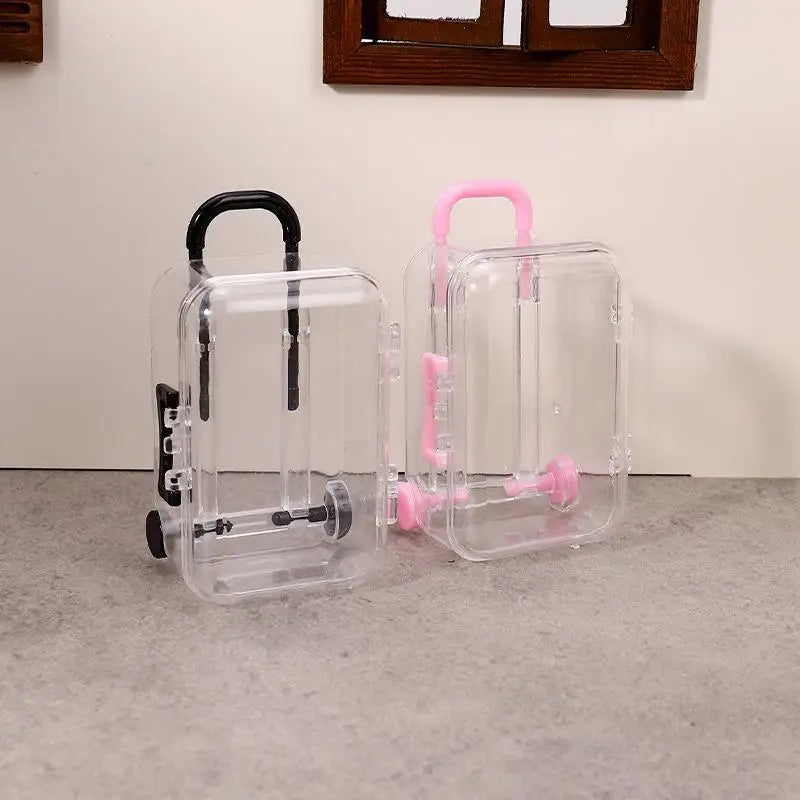 10-Piece Mini Luggage Jewelry Box Set – Clear Transparent Design Jewelry Storage Box Babs