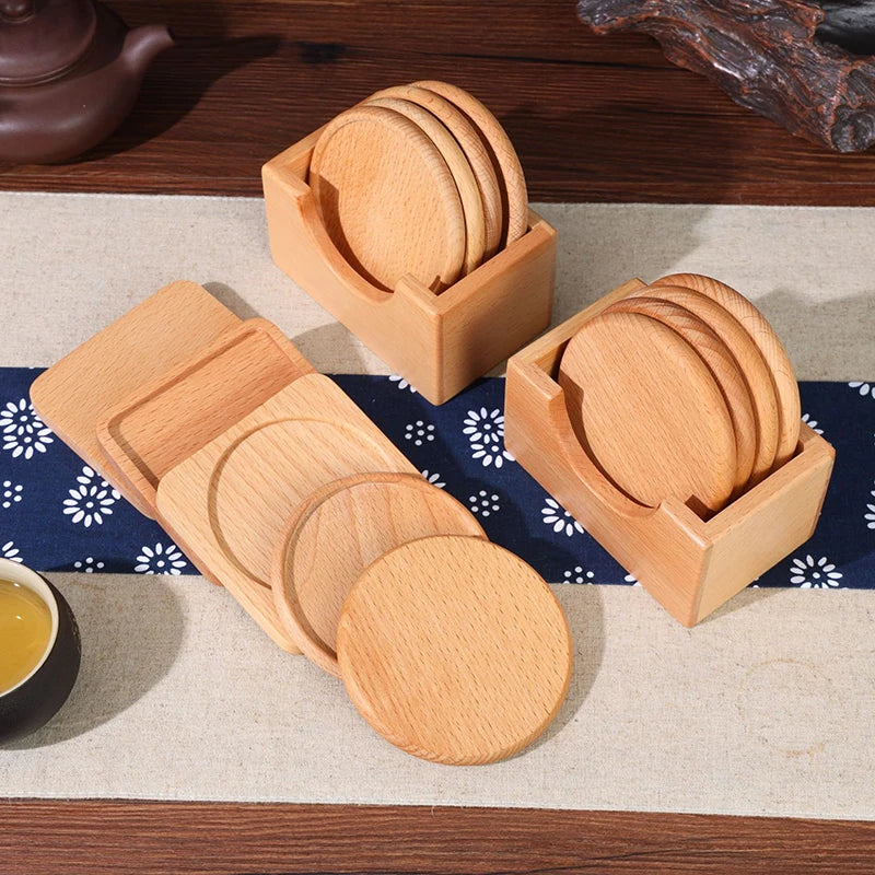 Wooden Coasters for Drinks – Eco-Friendly Wood Cup Coaster Set Wood Drink Coasters Babs