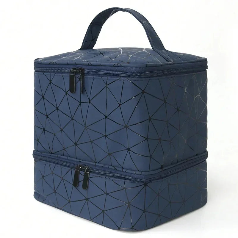 Double-Layer Nail Polish & Essential Oil Travel Organizer Bag Nail Polish Organizer Babs Dark blue