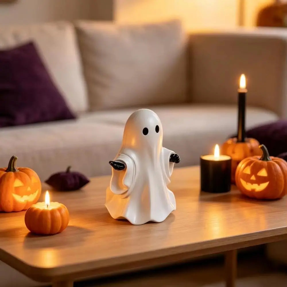 Resin Ghost Figurine – White Halloween Tabletop Ornament 15cm Halloween Figurine Babs