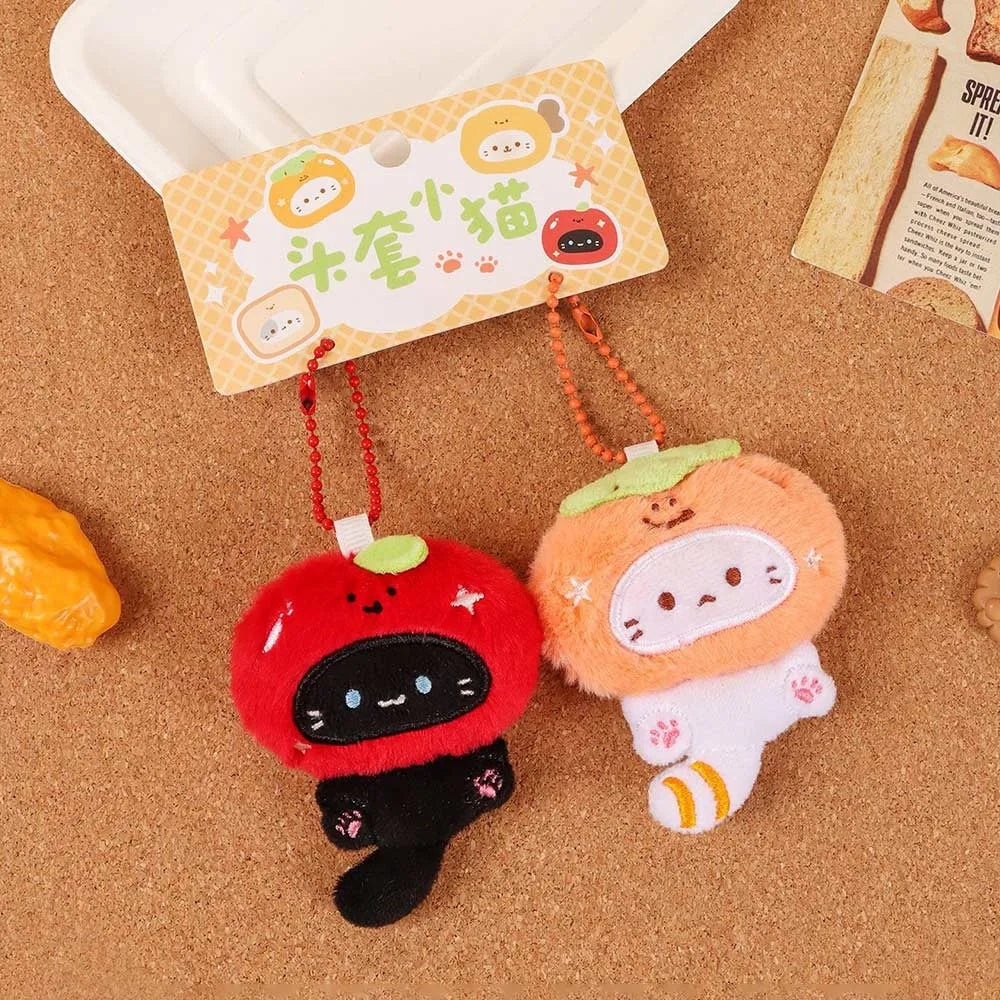 Plush Cat Keychain Pendant Pair – Cute Kitten Gift & Bag Charm Plush Keychain Pendant Babs persimmon-tomato