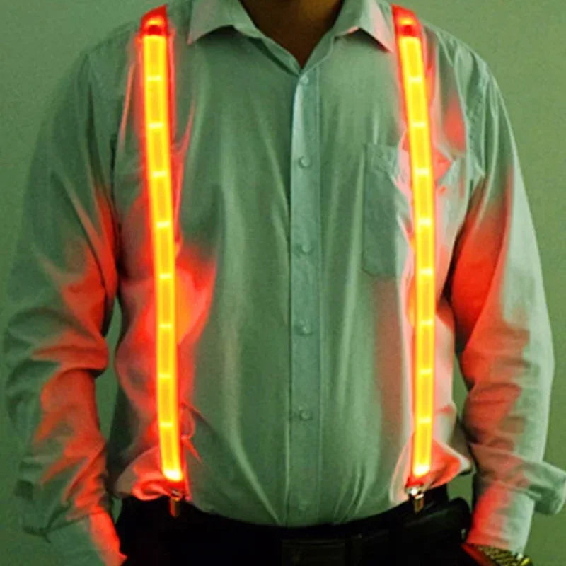 LED Light-Up Suspenders & Bow Tie Glow Party Set LED Party Accessories Babs (4)-Orange