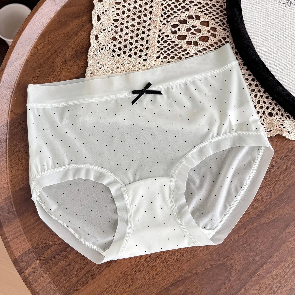 4-Pack Mesh Polka Dot Panties – Sheer Bow Knot Seamless Briefs Women's Hipster Briefs Babs