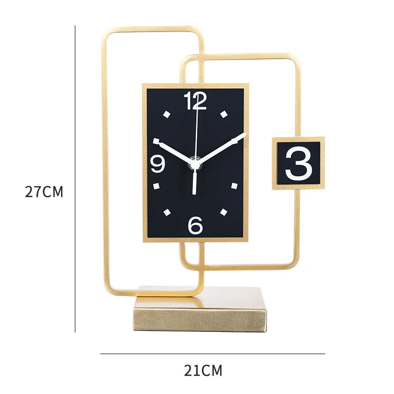 Luxury Gold Metal 3D Desk & Wall Clock – Modern Home Décor Decorative Desk Clock Babs