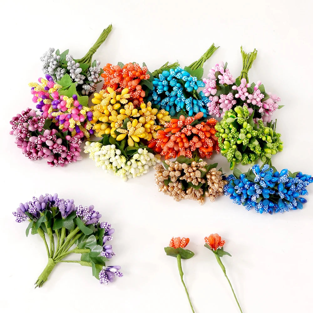 12Pcs Artificial Berry Stamen Flowers – DIY Wedding & Christmas Artificial Craft Flowers Babs
