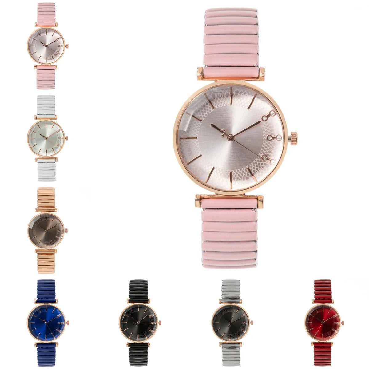 Women's Crystal Blue Quartz Watch – Stretch Strap Dress Watch Women's Dress Watch Babs