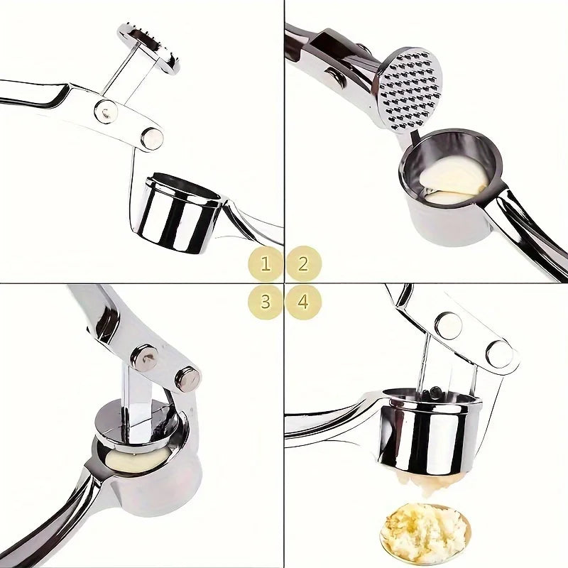 Metal Garlic & Ginger Press – Manual Handheld Crusher Garlic Press Babs