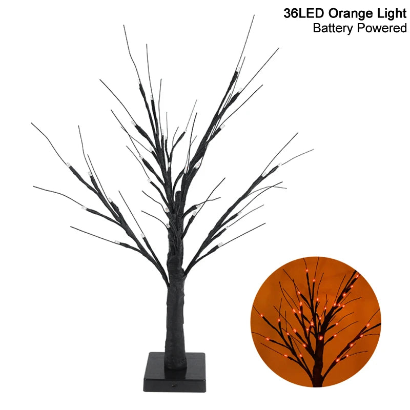 Halloween LED Birch Tree Light – Festive Table & Party Decor LED Holiday Decoration Babs 36LED Orange Light
