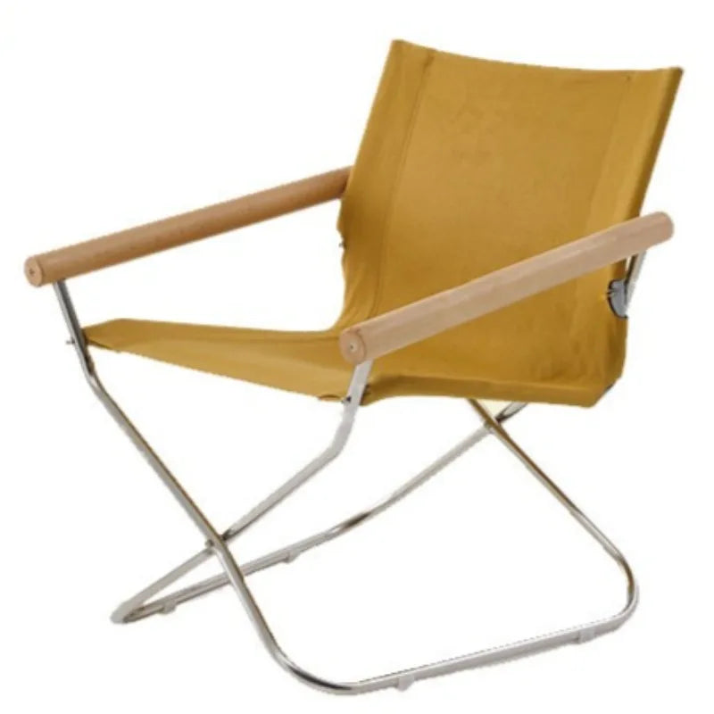 Portable Folding Armchair – Modern Minimalist Indoor & Outdoor Folding Armchair Babs Yellow-Log Arm