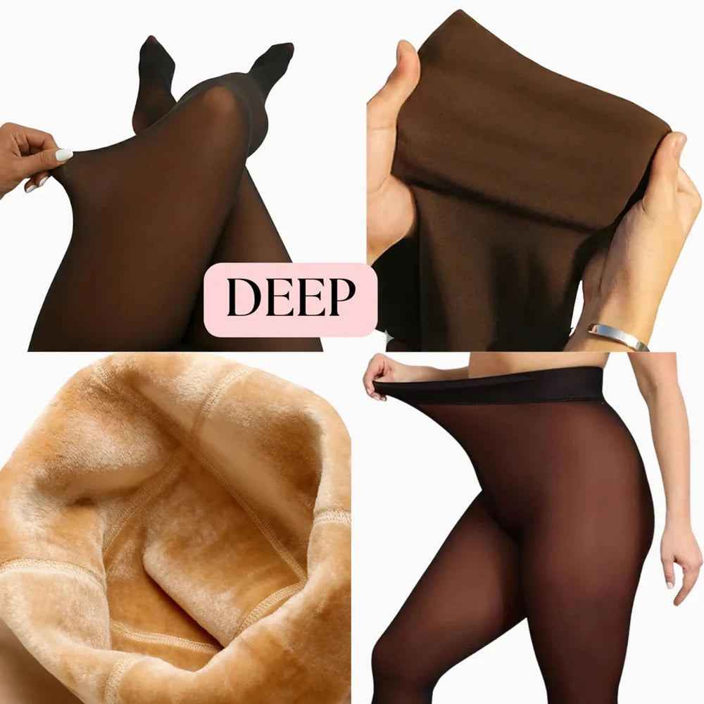 Fleece Lined Tights One Seam Thermal Pantyhose Women Fleece Lined Tights Babs Deep 1XL