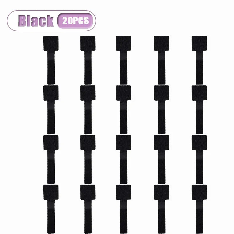 Self-Adhesive Reusable Cable Ties & Cord Holders 10-20 Pcs Cable Cord Organizer Babs Black-20PCS