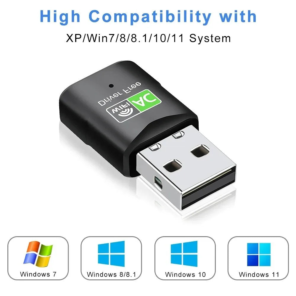 KEBIDUMEI 600Mbps Dual-Band USB WiFi Adapter 2.4G 5GHz USB WiFi Adapter Babs