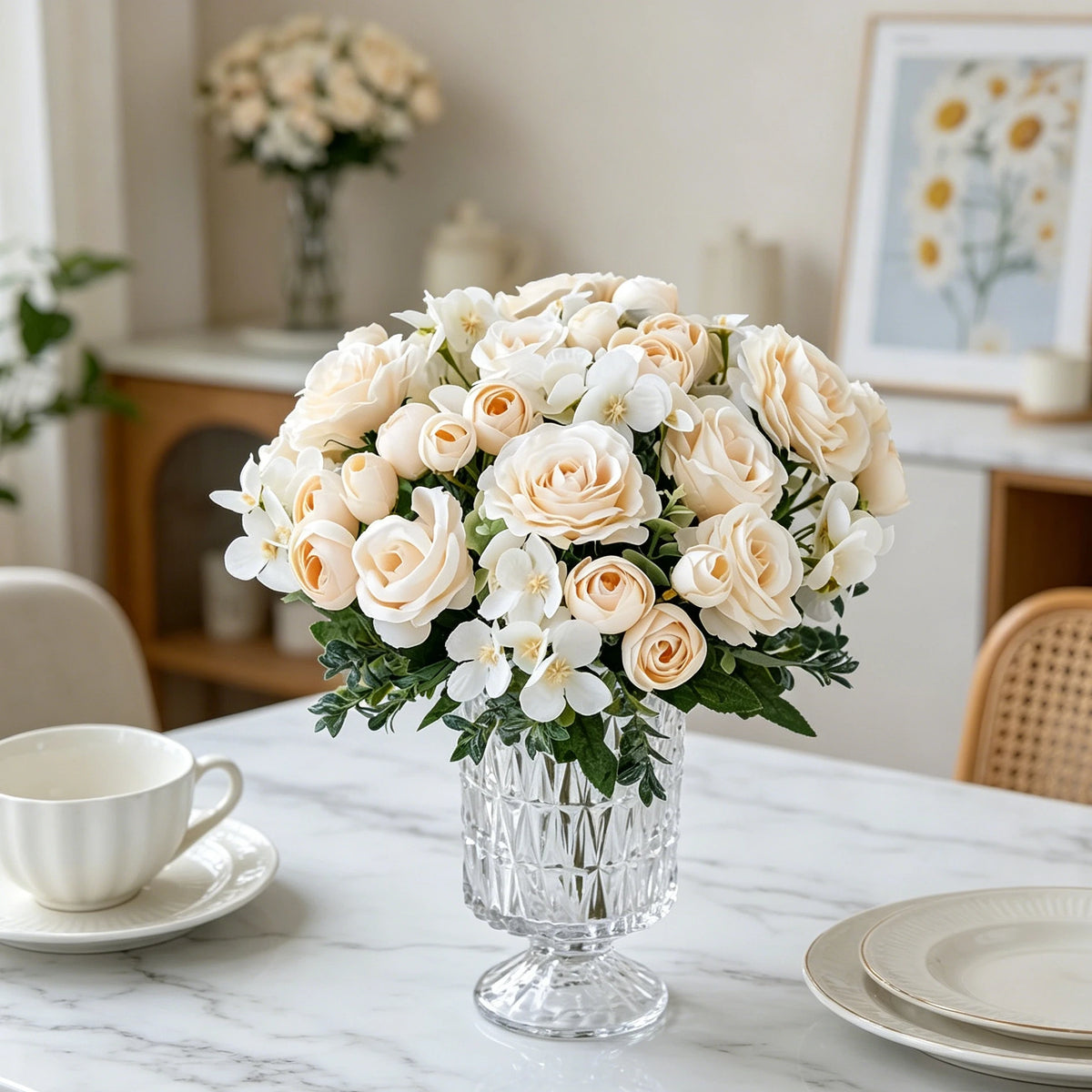 Silk Rose Artificial Flower Bouquet – Wedding & Home Décor Artificial Flower Bouquet Babs