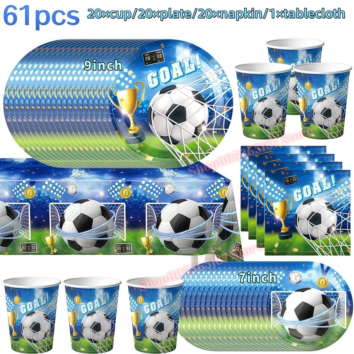 Soccer Football Birthday Party Decoration Set – Complete Kit Party Decoration Set Babs 61pcs others