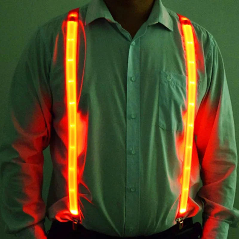 LED Light-Up Bow Tie & Suspenders Set for Parties LED Party Accessories Babs (1)-Red