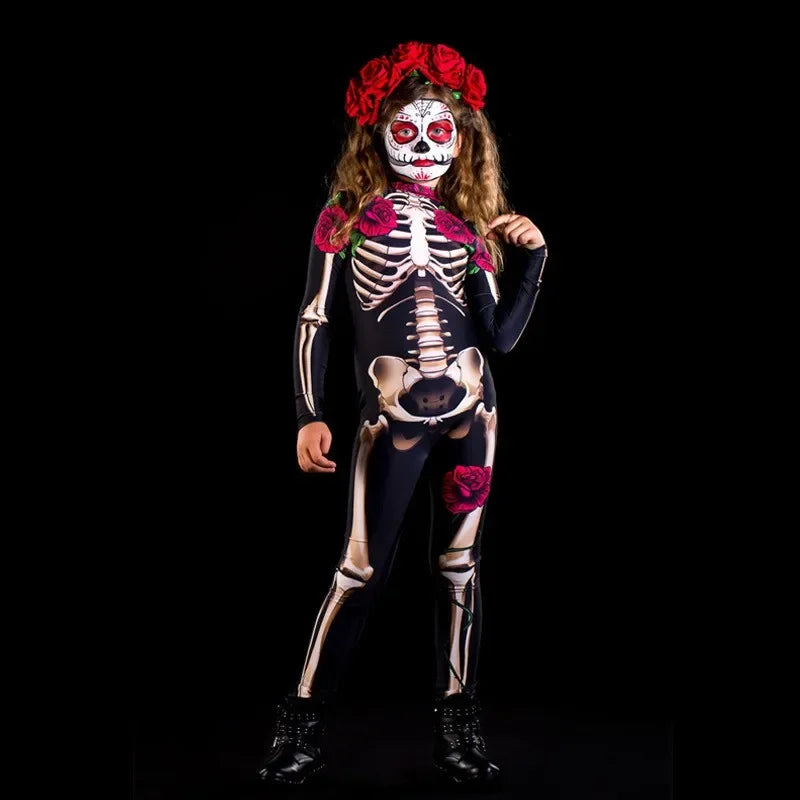 Rose Skeleton Halloween Costume – Adult & Kids Jumpsuit Halloween Costume Babs
