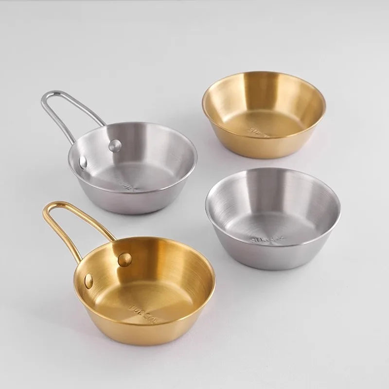 304 Stainless Steel Korean Bowl with Handle – Gold Finish Stainless Steel Bowl Babs