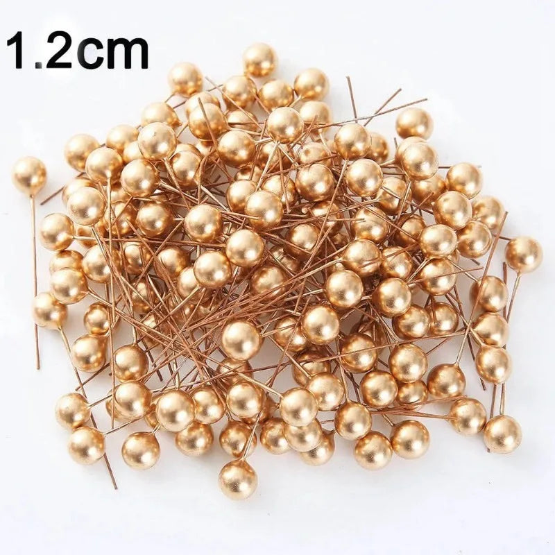 50/100Pcs Artificial Berry Christmas Ornaments – DIY Wreath Décor Christmas Ornaments Babs 1.2CM Gold 50Pcs