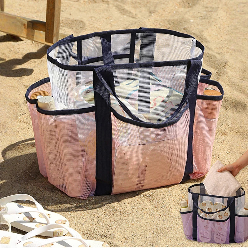 Large Mesh Beach Bag – Wet Dry Separation Tote & Organizer Mesh Tote Bag Babs