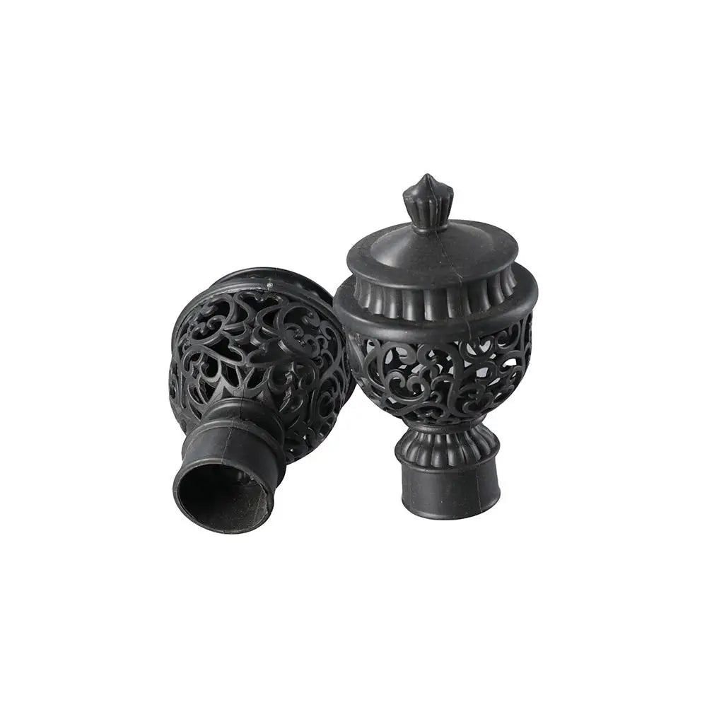 2pcs Decorative Curtain Rod Finials Hollow Out Drapery End Caps Curtain Rod Finials Babs