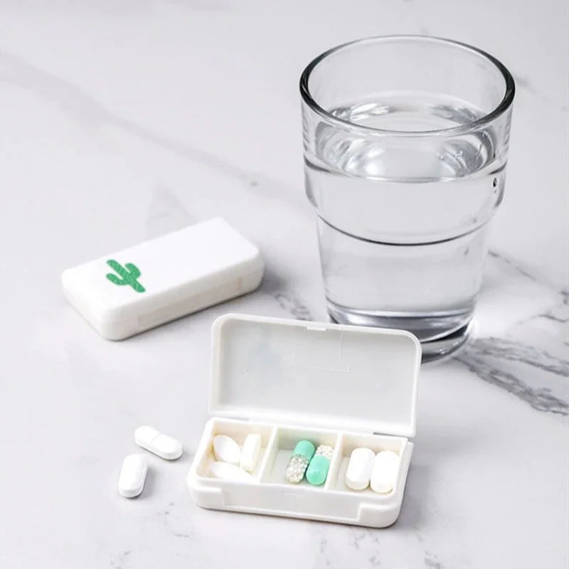 2pcs Mini 3-Grid Pill Organizer – Cute Travel Tablet Case Pill Organizer Case Babs