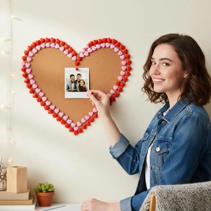 Heart Shape Thumbtacks 50-Pack – Colored Cork Board Pushpins Decorative Pushpins Babs