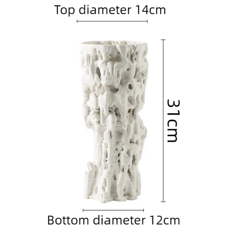 Modern Irregular Ceramic Vase – Luxury White Table Décor Decorative Ceramic Vase Babs Medium