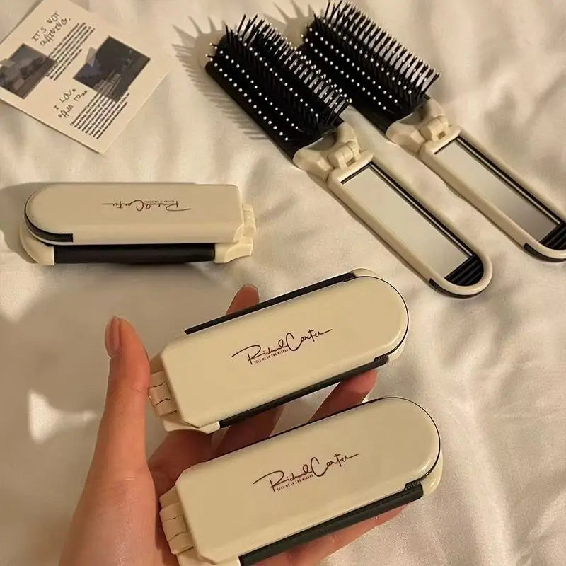 Foldable Travel Hair Comb with Mirror – Air Cushion Massage Travel Hair Comb Babs