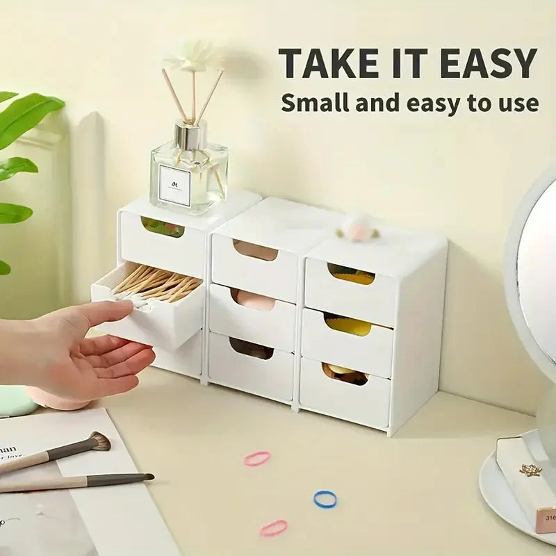 3-Layer Cosmetics & Jewelry Storage Box with Drawers Drawer Storage Box Babs