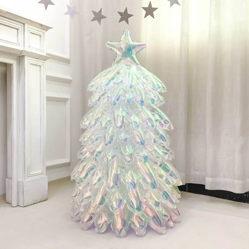 4D Rainbow Chrome Christmas Tree Foil Balloon 92x54cm Christmas Foil Balloon Babs