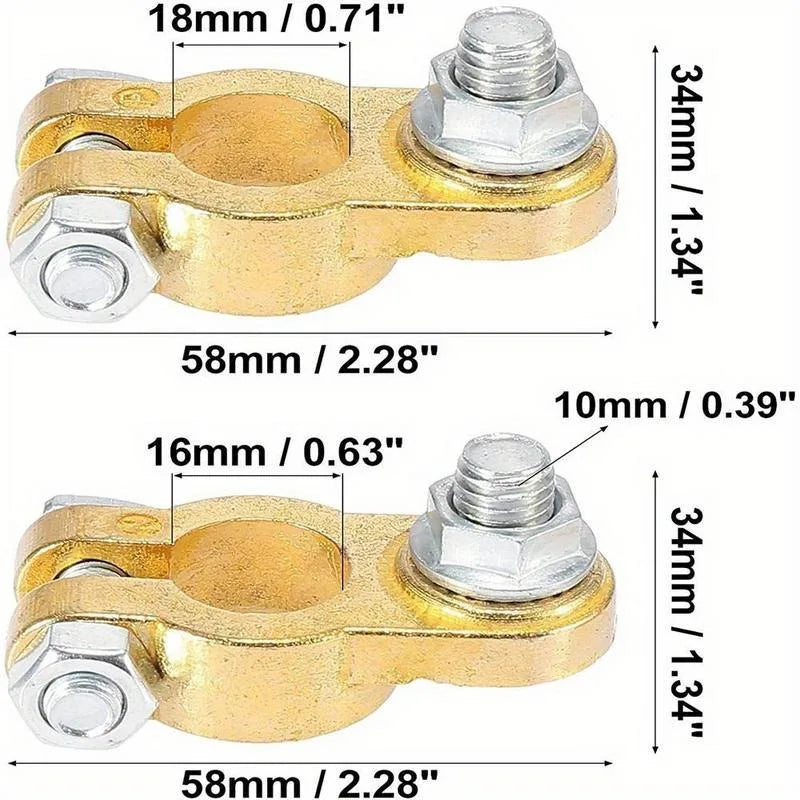 Copper Battery Terminal Clamp Set – Car Marine RV Top Post Kit Battery Terminal Clamps Babs