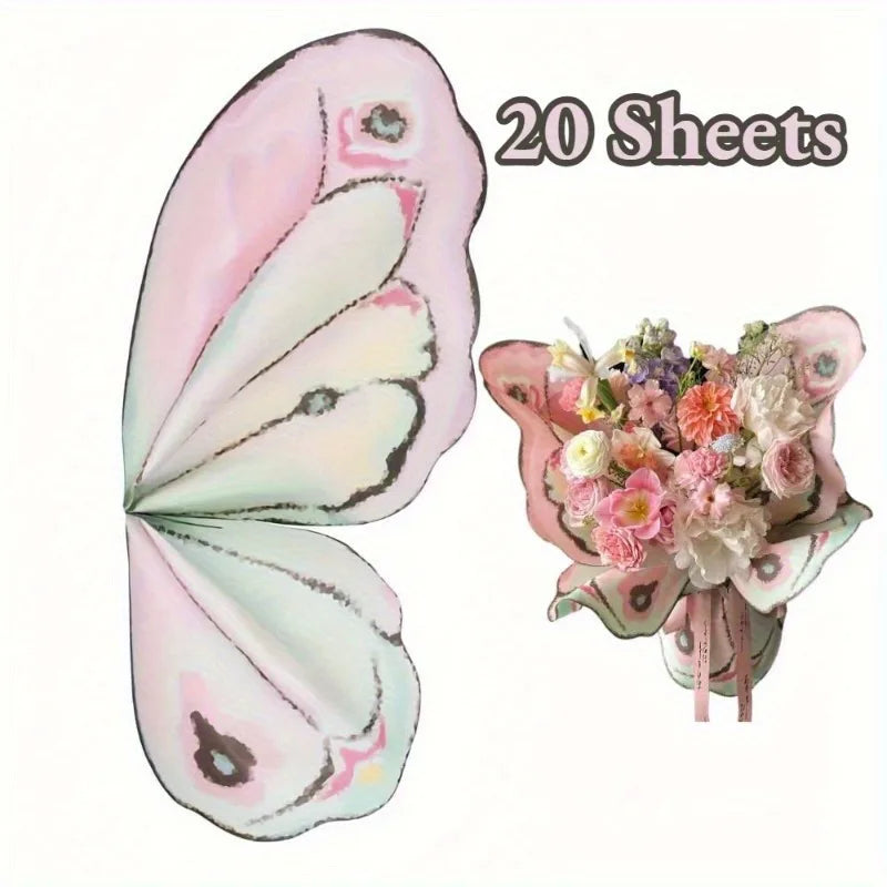 20pcs Butterfly Floral Kraft Wrapping Paper – Bouquet Gift Sheets Floral Wrapping Paper Babs
