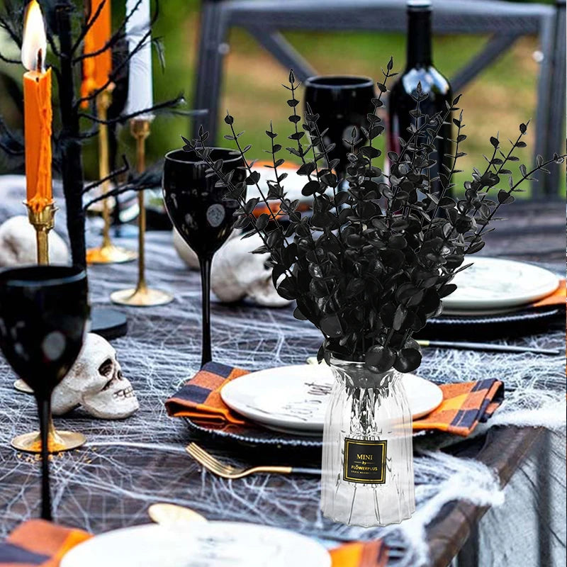 Black Artificial Eucalyptus Branches – Halloween Home Decor Artificial Floral Stems Babs