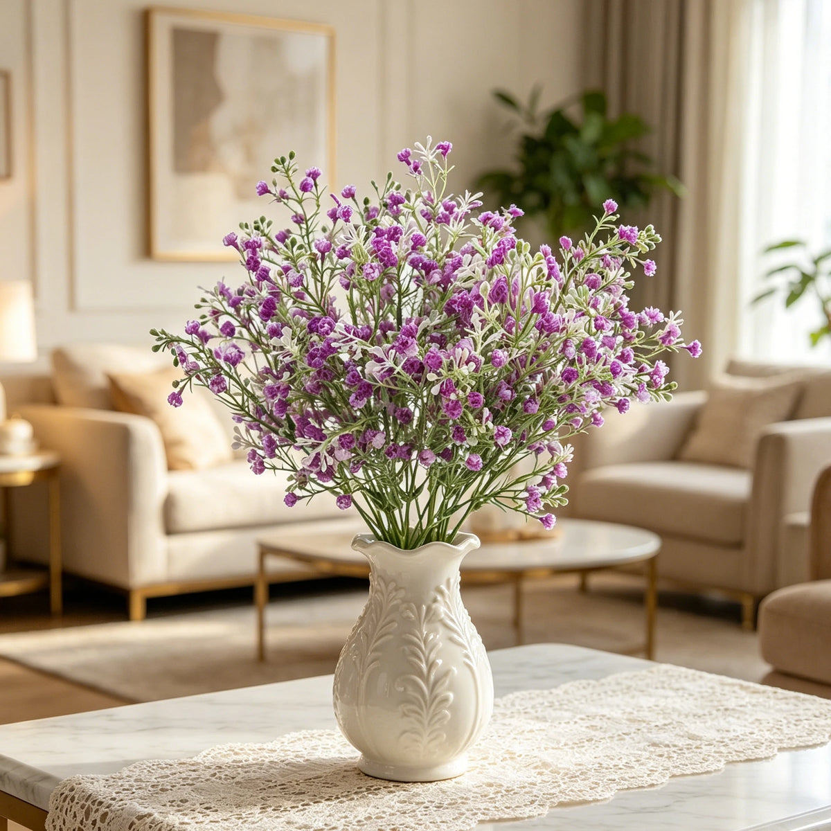 3Pcs Artificial Gypsophila Bouquet for Wedding & Home Decor Artificial Flower Bouquet Babs