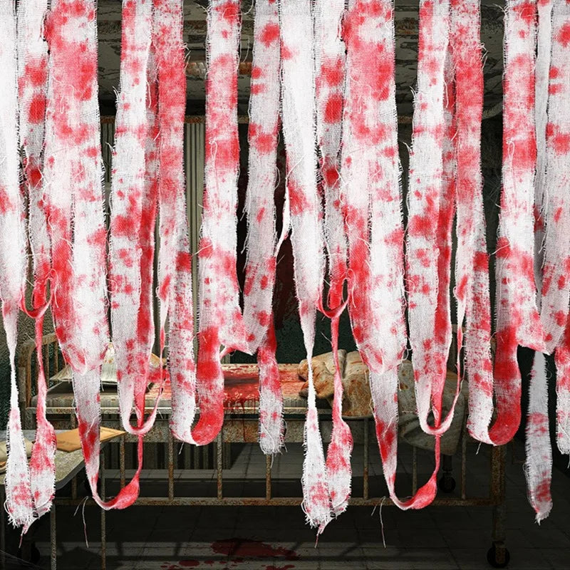 Bloody Gauze Strip Roll & Caution Tape – Halloween Decor Prop Halloween Decoration Babs
