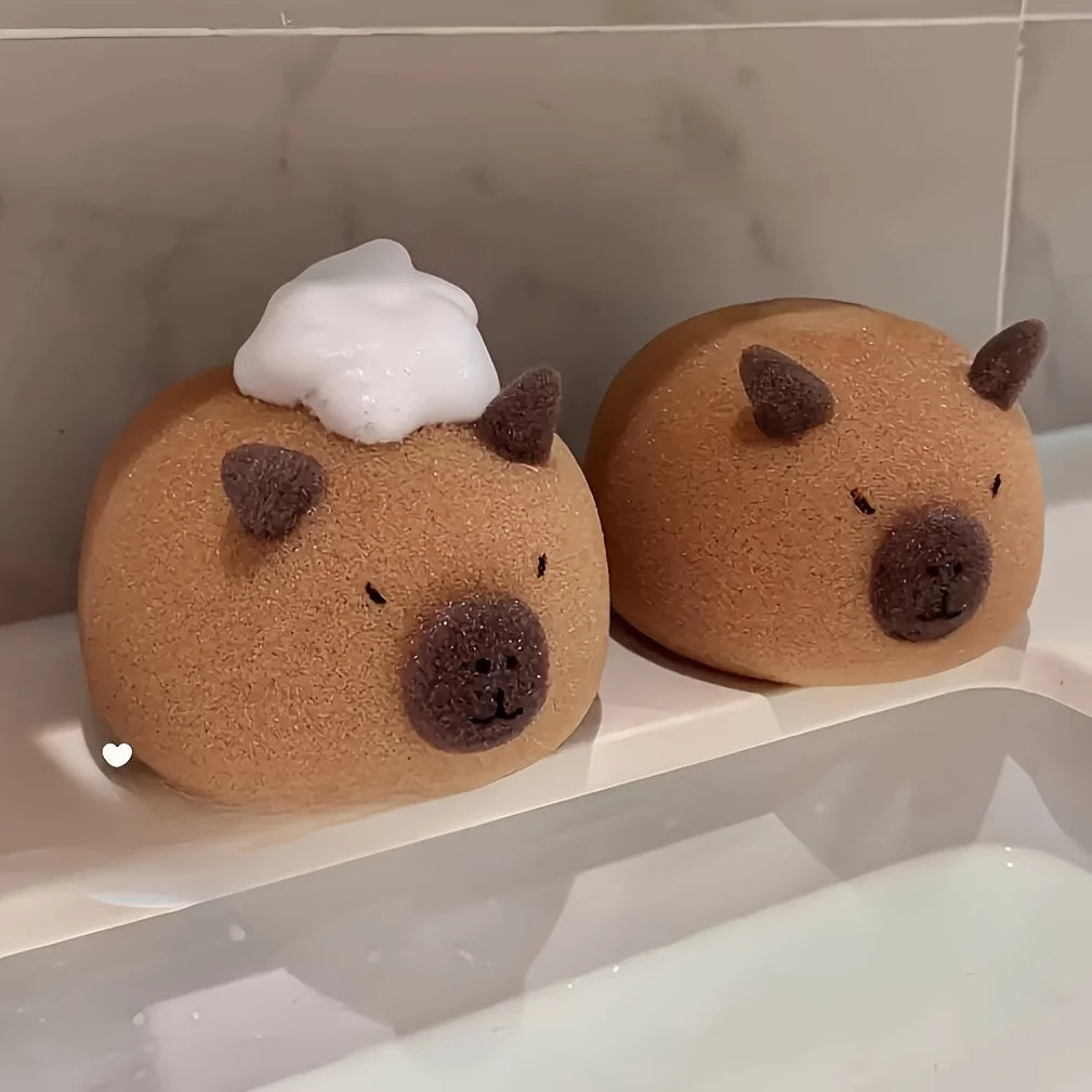 Cute Capybara Bath Sponge – Soft Face & Body Wash Ball Bath Sponge Babs