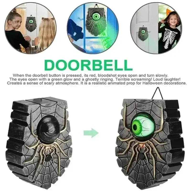 Halloween Animated Eyeball Doorbell – Spooky Sound & Light-Up Halloween Doorbell Prop Babs