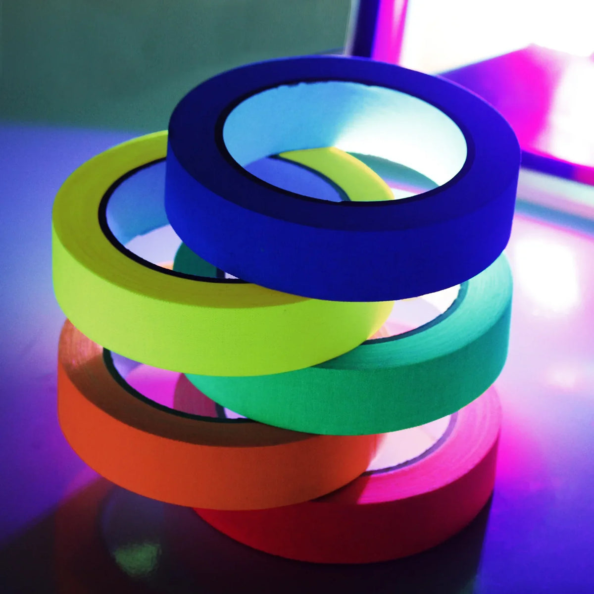 24pcs Neon UV Glow Tape – Rave Party & Cosplay Decoration Neon Party Tape Babs