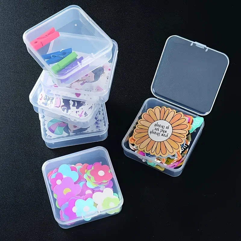 Mini Clear Plastic Storage Boxes with Hinged Lid | Craft Organizer Clear Storage Box Babs