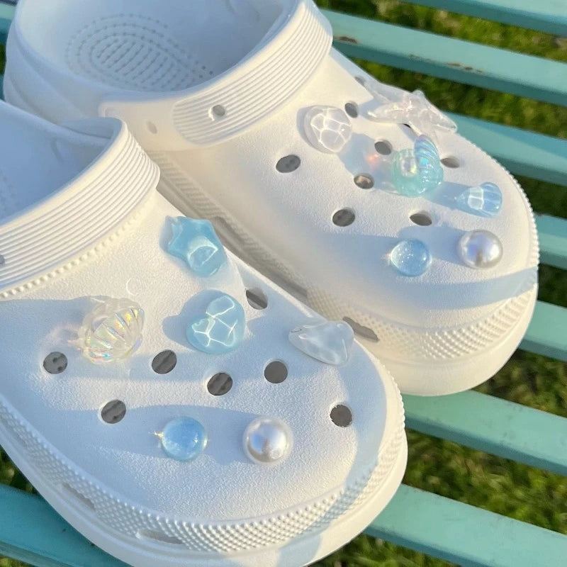 Ocean Blue Starfish Shell Shoe Charms for Crocs – DIY Set Shoe Charms Babs