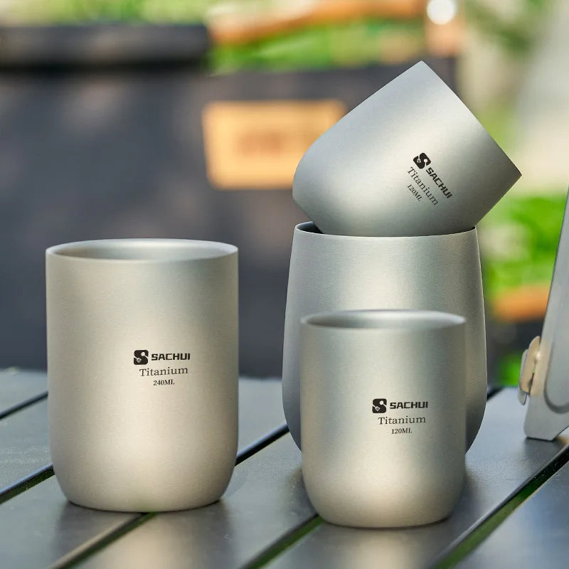 Double Wall Pure Titanium Cup – Ultralight Camping Mug Titanium Camping Cup Babs