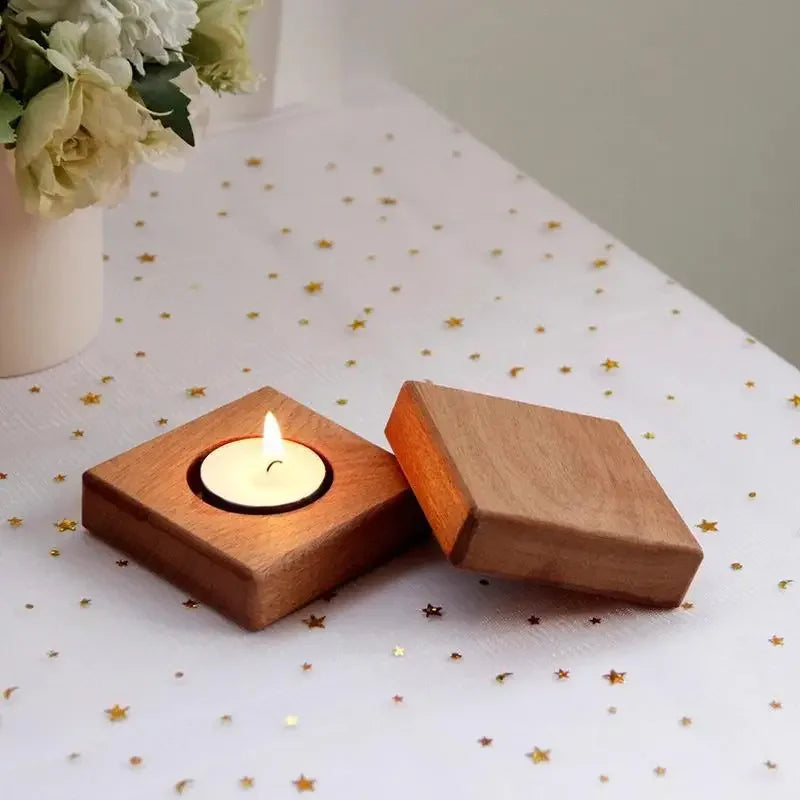 Nordic Square Wooden Tealight Candle Holder | Home Décor Candle Holder Babs