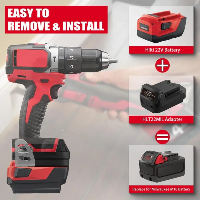 Hilti 22V B22 to Milwaukee M18 18V Battery Adapter HLT22MIL Battery Adapter Babs
