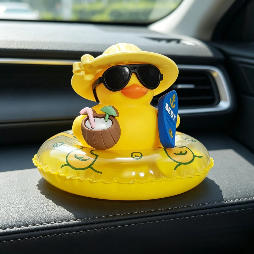 Vacation Rubber Duck Car & Home Decor Ornament w/ Swim Ring Novelty Ornament Babs