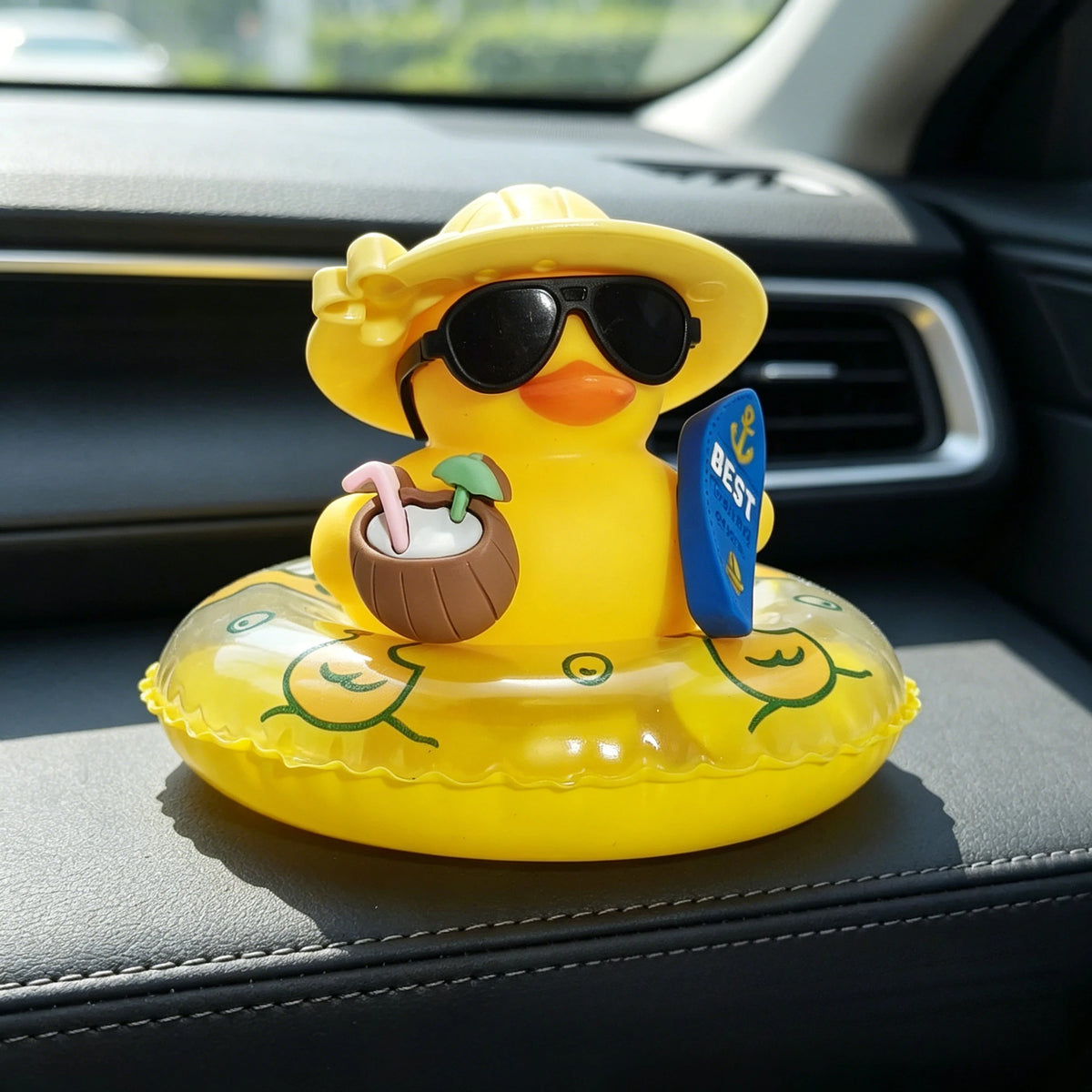 Vacation Rubber Duck Car & Home Decor Ornament w/ Swim Ring Novelty Ornament Babs