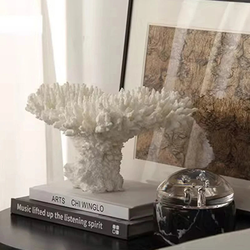 Coral Velvet Resin Figurine | Modern Sculpture Desk Décor Decorative Sculpture Babs