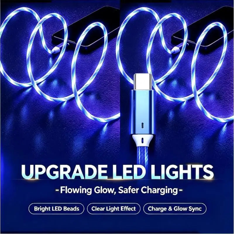 LED Flowing Light USB-C Fast Charging Cable | Glow Effect LED Charging Cable Babs