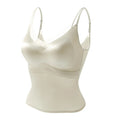 Women's Satin Crop Camisole with Built-In Bra – Backless V-Neck Satin Camisole Top Babs White M