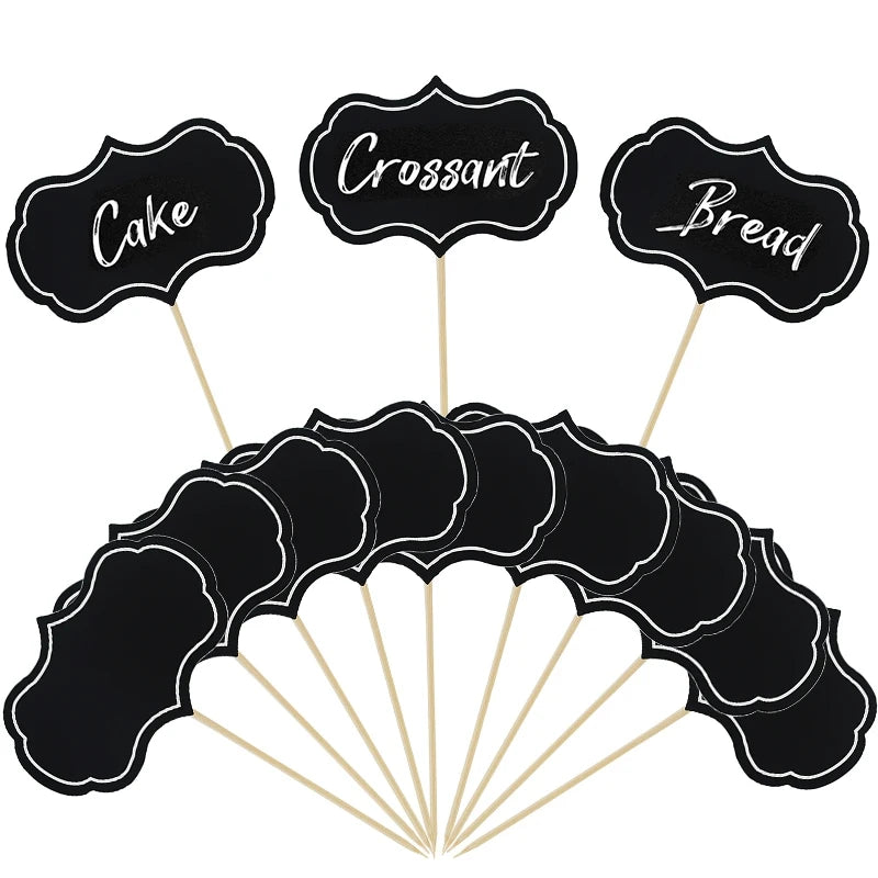 24Pcs Blank Chalkboard Cupcake Toppers & Buffet Label Signs Chalkboard Party Toppers Babs